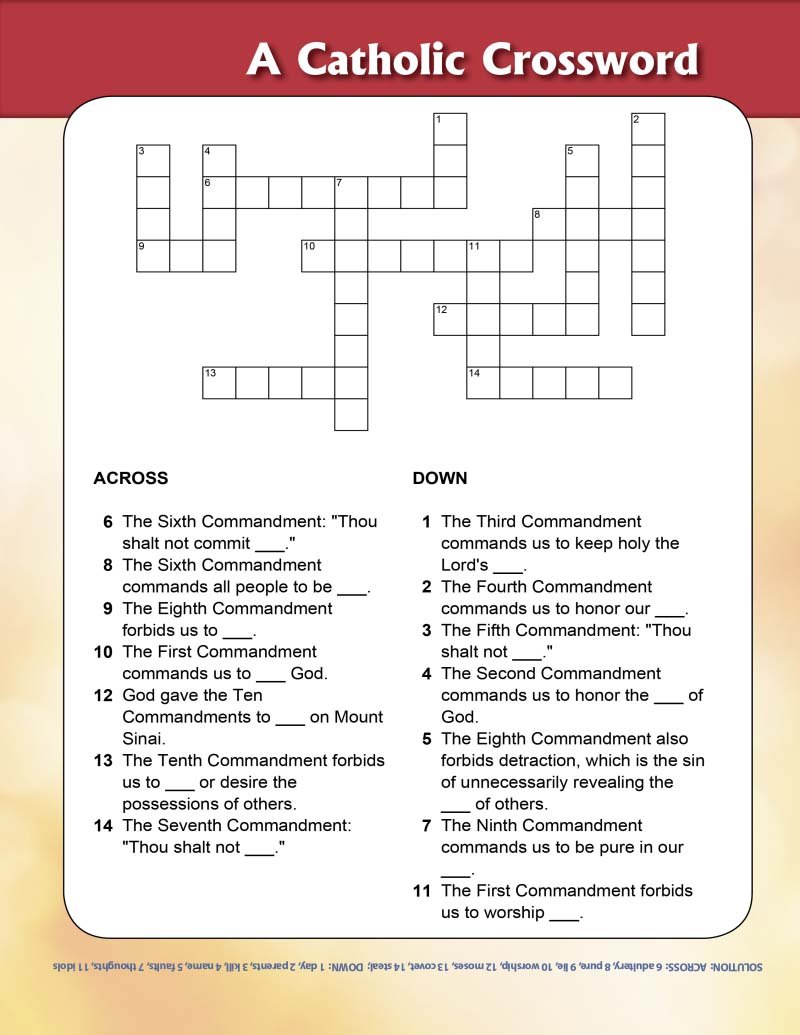 The Ten Commandments Crossword