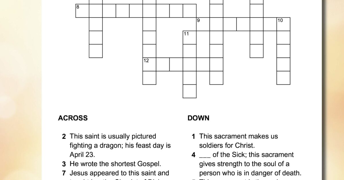 St George Sacraments Crossword
